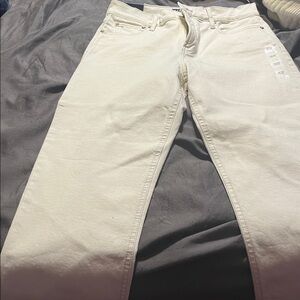 Cream Straight-Leg Jeans